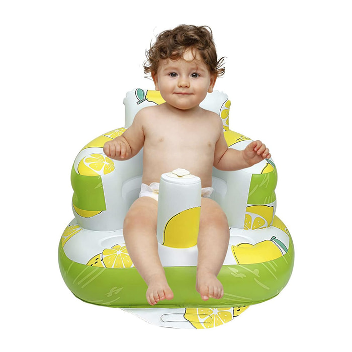 DAM Silla hinchable para bebés, diseño limones. 58x47x35 Cm. Color: Amarillo