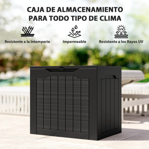 Baúl de Almacenaje Exterior 93L Arcón de Jardín Exterior Pequeño de Plástico Impermeable con 2 Asas Integradas y Soporte para Candado 56x41x50 cm Negro