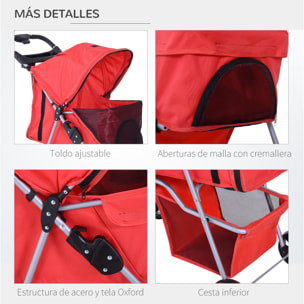 Cochecito Plegable Mascota de Metal Oxford 75x46x94cm Rojo