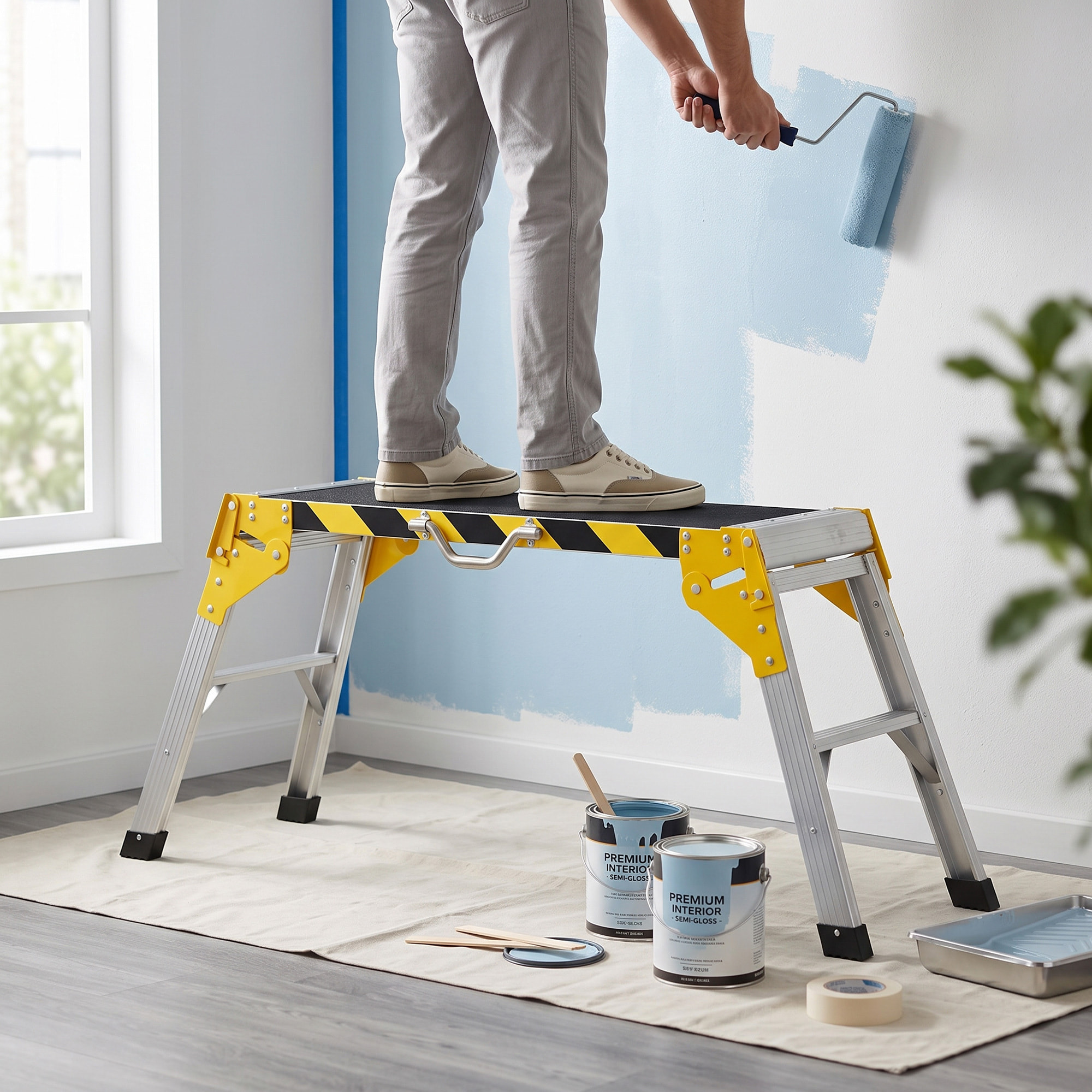 Plateforme de travail pliable - banc de plaquiste - max. 150Kg - 110 x 32 x 50 cm - alu