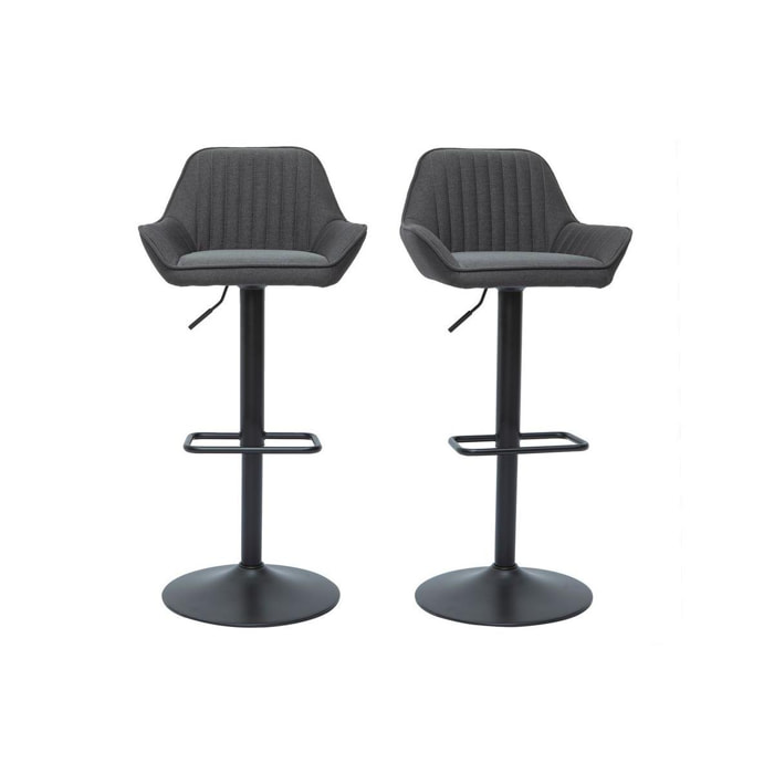 Tabourets de bar réglables design en tissu gris anthracite (lot de 2) RONNIE