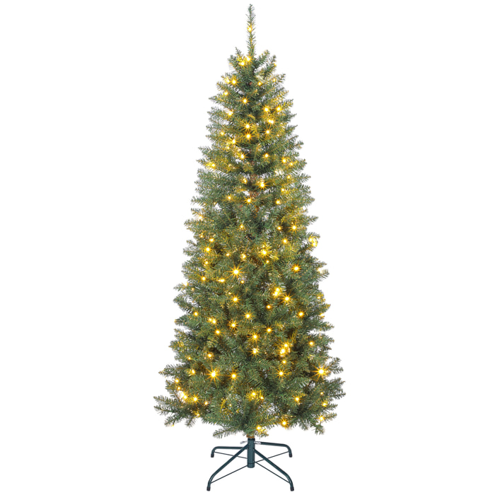 Sapin de Noël artificiel LED x 250 blanc chaud ou multicolore 9 modes H.180 cm 899 branches support vert