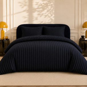 Parure housse de couette 100% percale de coton rayures verticales - LOYD
