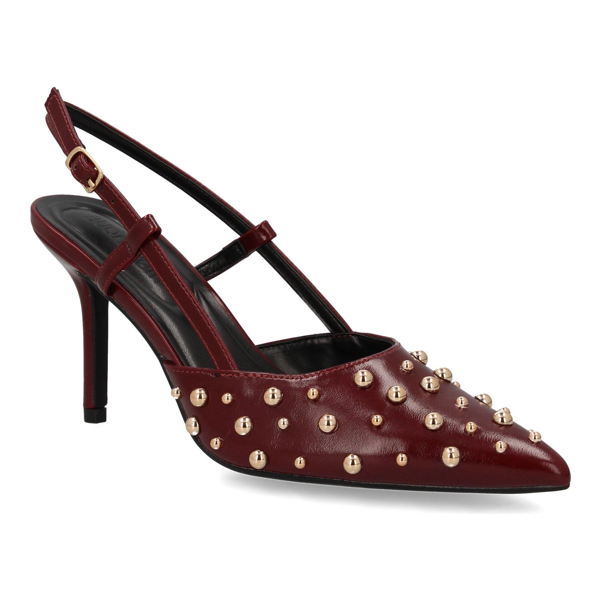 Stiletto de tacón fino con detalles metálicos