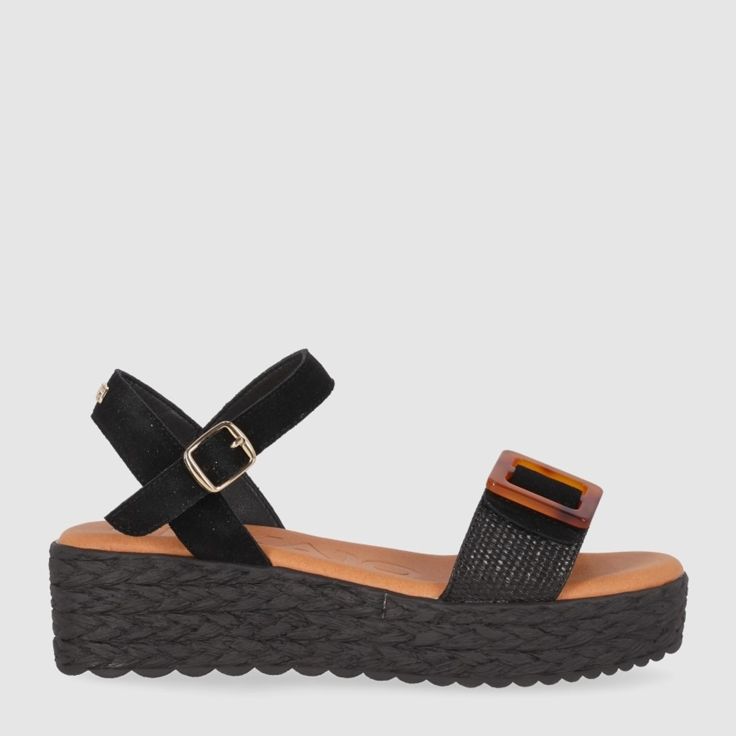 Sandalias de Serraje - Negro - Tacón: 5 cm