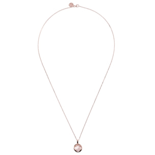 Collana Catena Forzatina con Pendente Quadrifoglio in Perla Rosa Placcata Oro Rosa 18kt