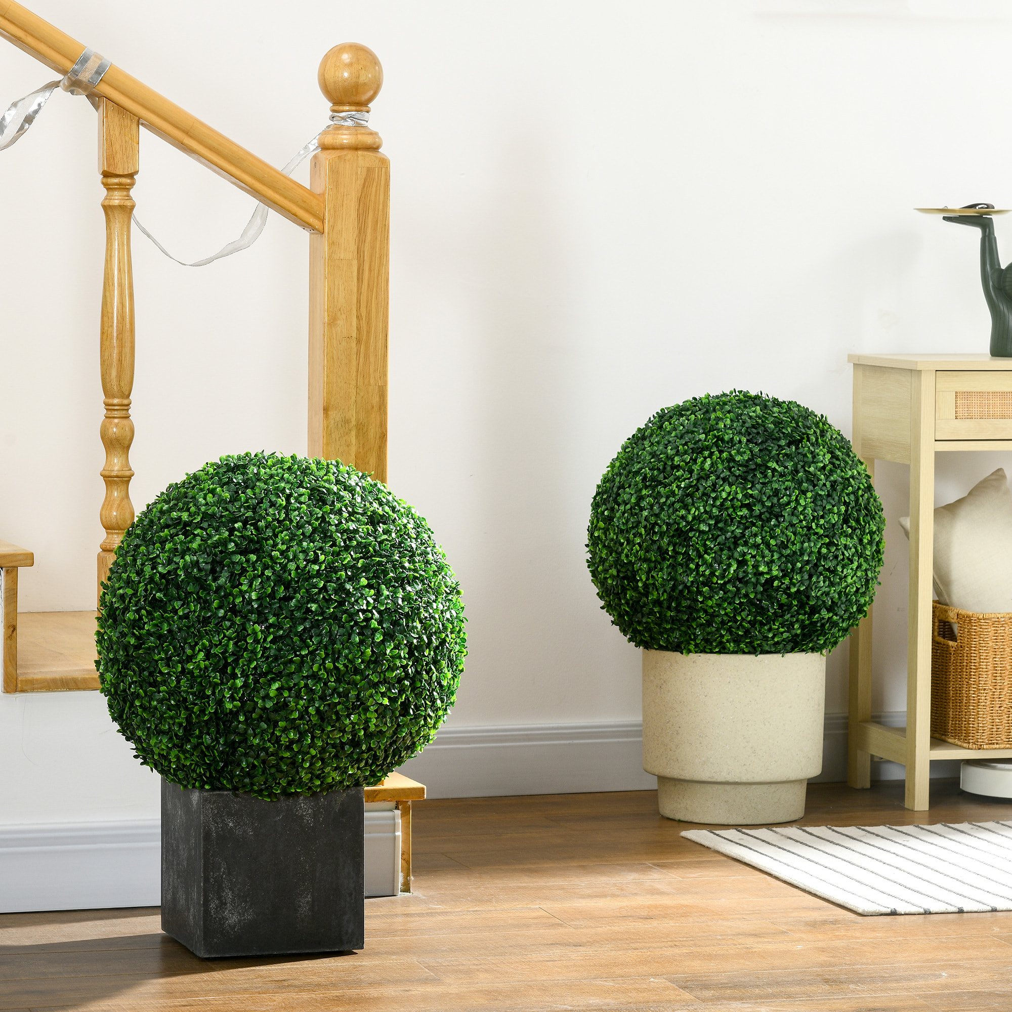 Lot de 2 buis artificiels topiaires artificielles en forme de boule Ø 50 cm PE vert