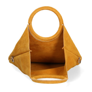 Borsa a mano da donna Made in Italy - Modello Zelia - Pelle scamosciata - 29.0 x 30.0 x 1.0 cm