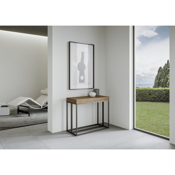 Consolle allungabile 90x40/196 cm Epoca Small Noce telaio Antracite.