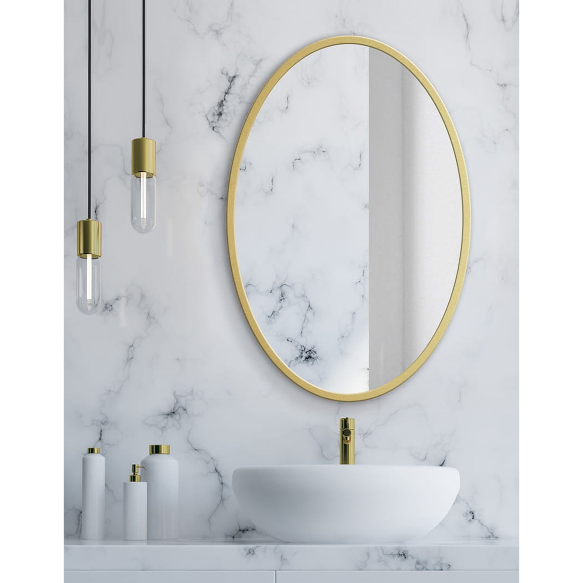 Specchio da parete rotondo con cornice dorata 70 cm