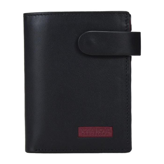 Cartera piel negra con portamonedas