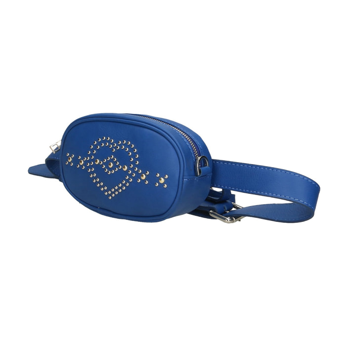 Borsa marsupio da donna in vera pelle sauvage con borchie. Prodotto artigianale italiano. Made in Italy - 12.0 x 19.0 x 7.0 cm