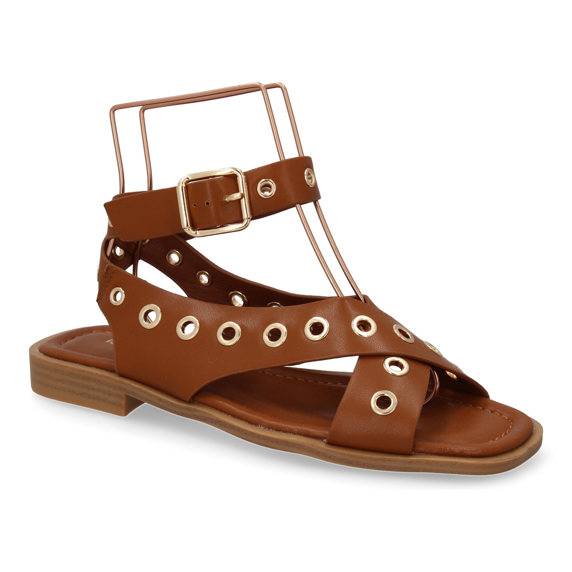 Sandalias planas de mujer, comodas y elegantes, diseño moderno con ojales