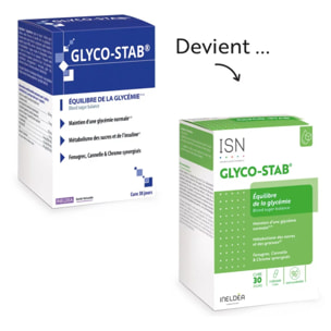 ISN - Glyco-Stab® - Equilibre de la glycémie - Complément alimentaire à base de Plantes, Glutathion, Vitamine B6 et Minéraux - Sans Gluten ni Allergène - Cure de 30 jours