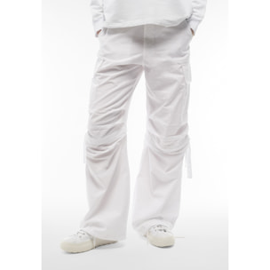 Pantaloni cargo da donna in tessuto popeline tinto capo