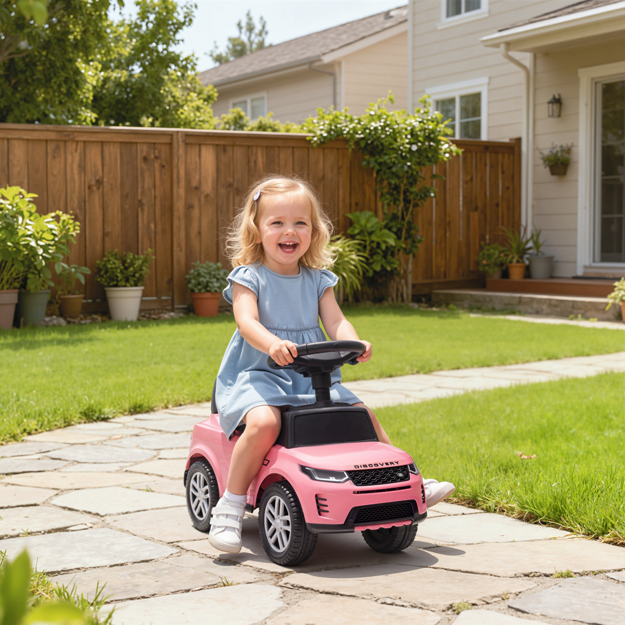 Porteur enfant voiture licence Land Rover Discovery Sport effets sonores rose