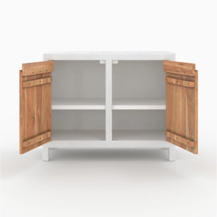 Petit buffet en béton blanc cassé et bois d'acacia - Tierra