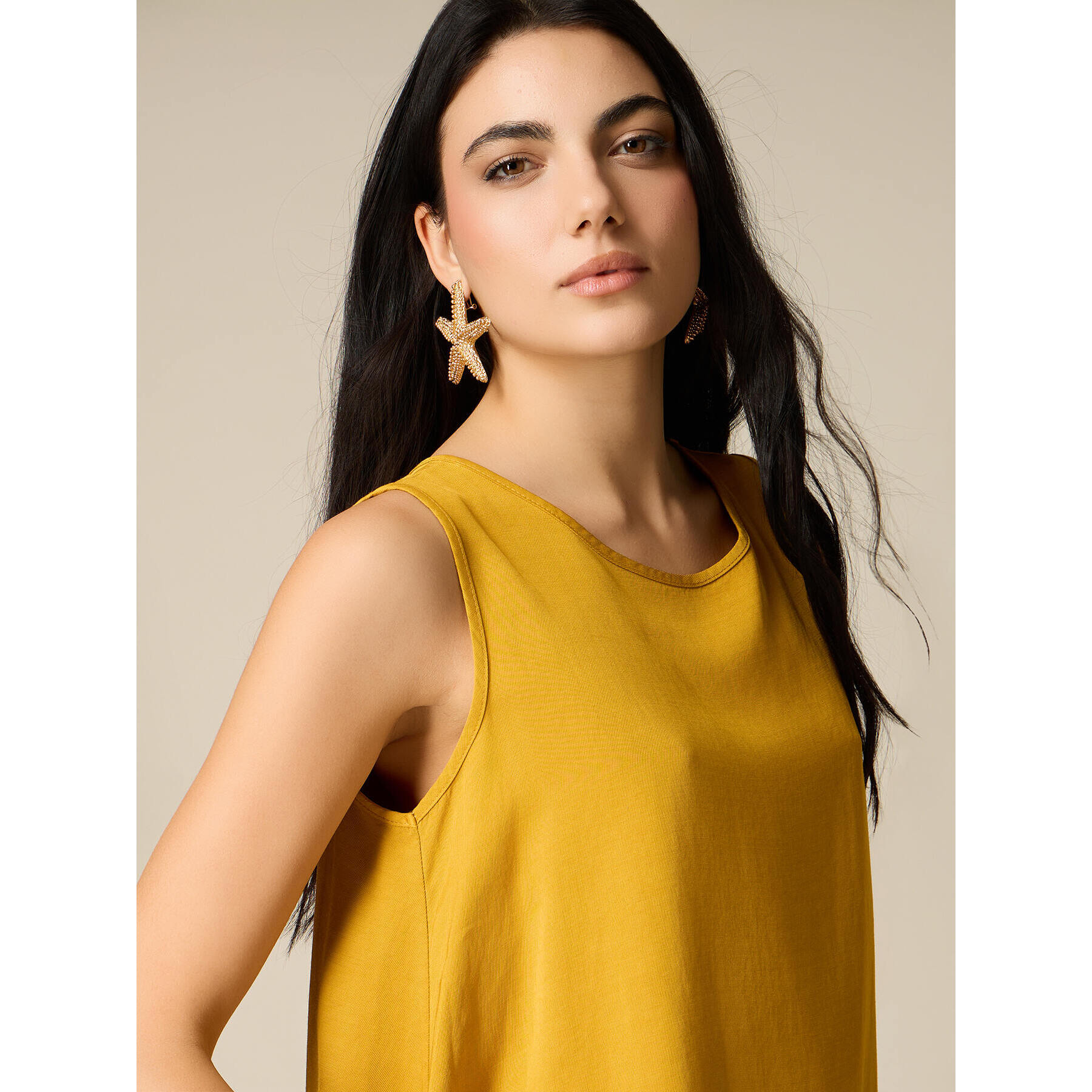 Oltre - Top senza maniche misto lino - Giallo