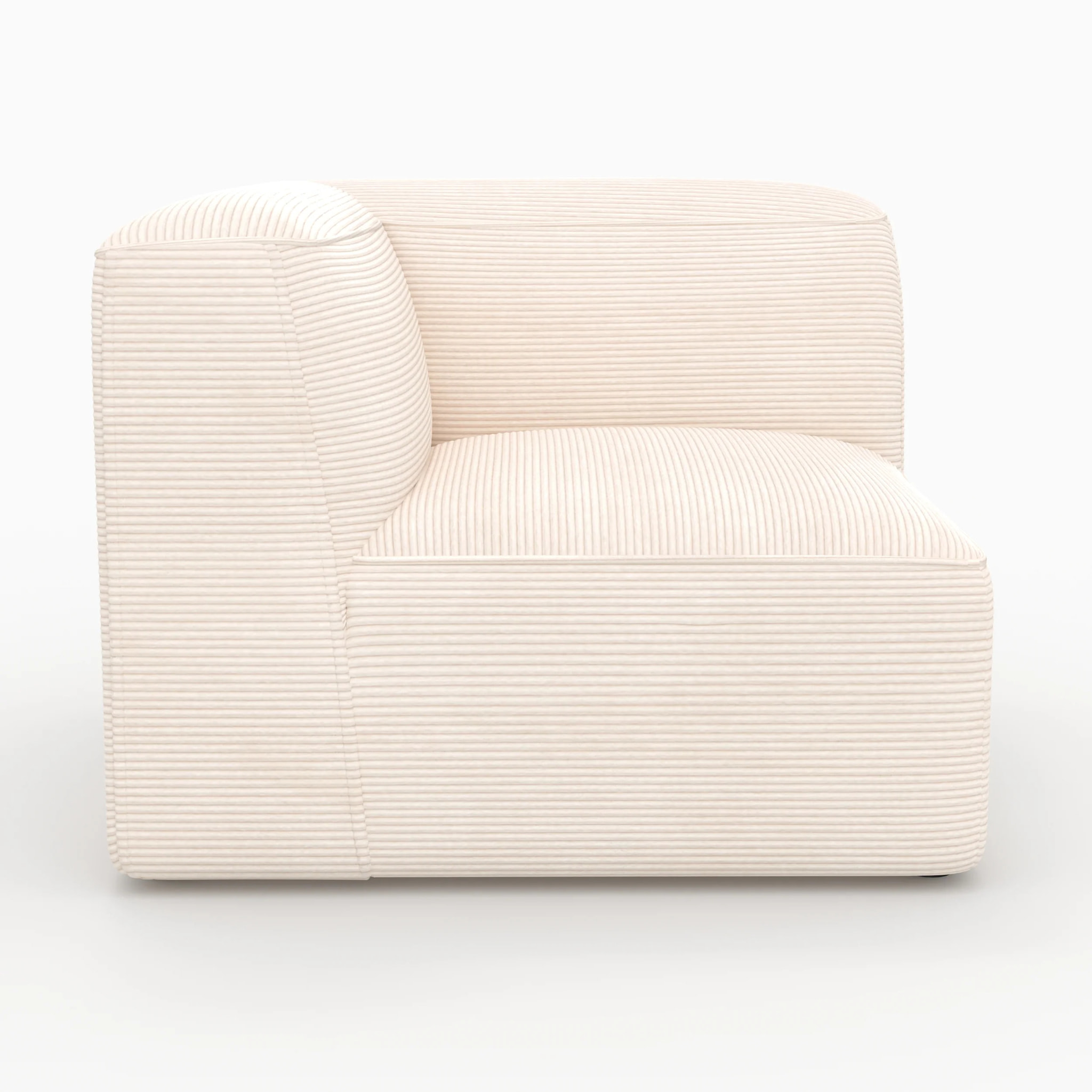 Angle droit pour canapé modulable en velours blanc cassé - Mina