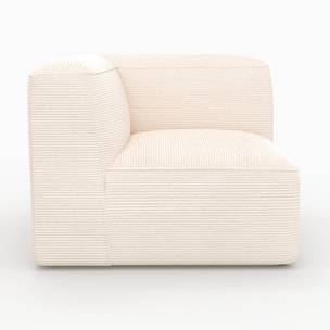Angle droit pour canapé modulable en velours blanc cassé - Mina