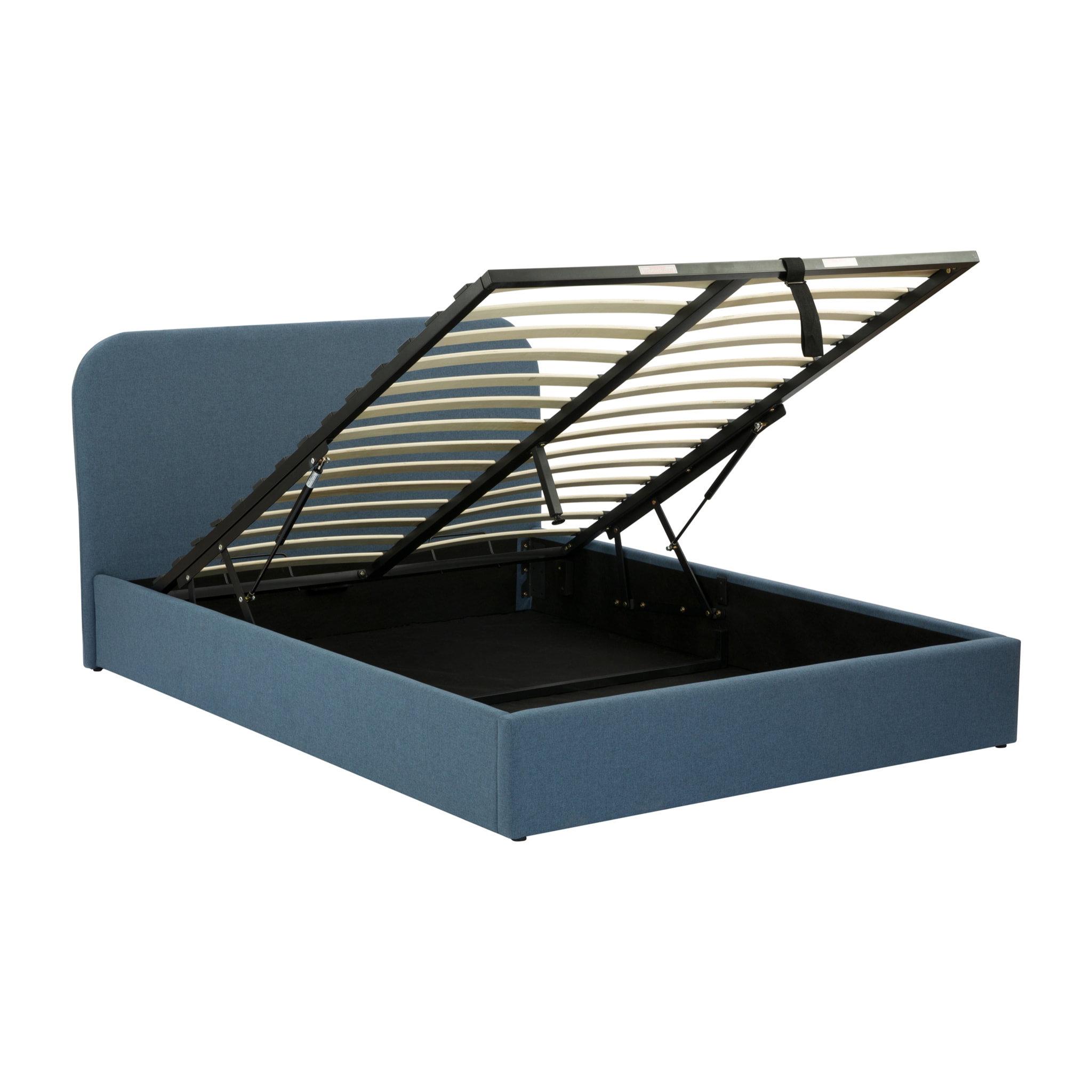 Lit double avec coffre 160x200 cm en tissu bleu - Tilly