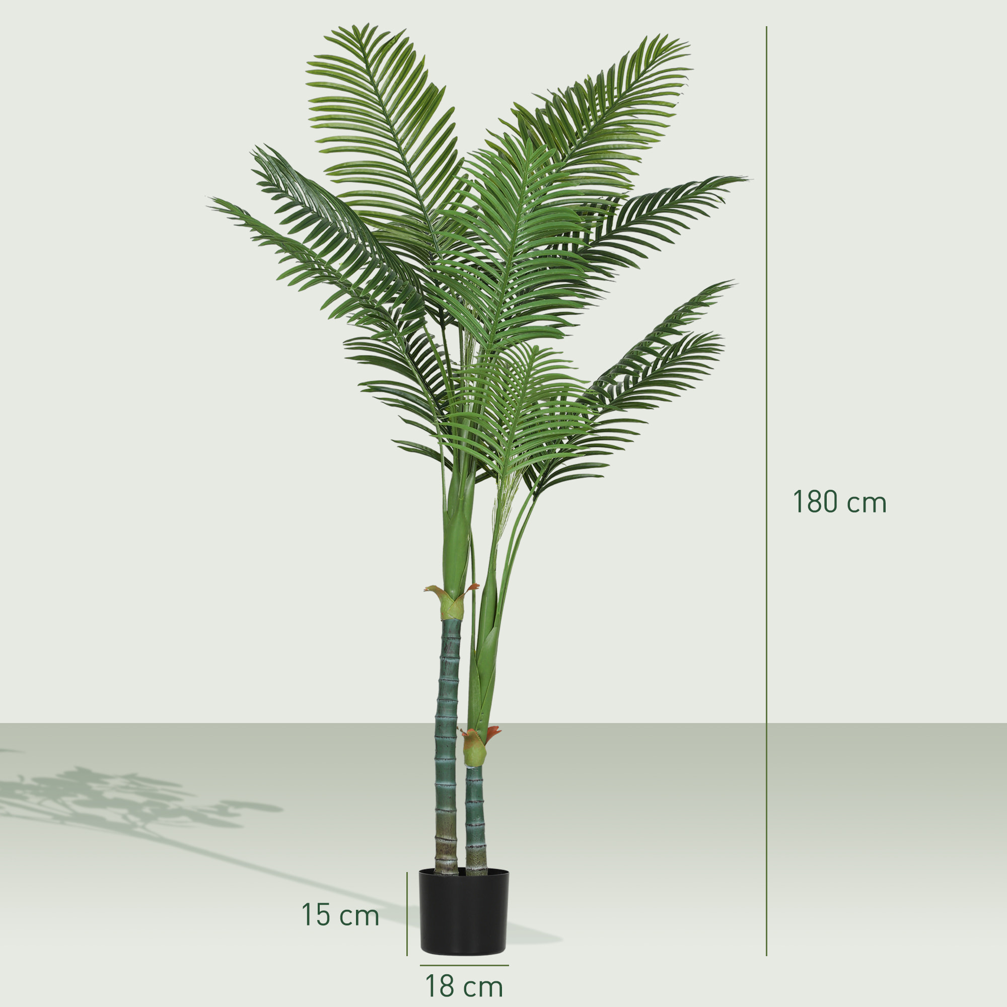Palmier artificiel grande taille H.180cm palmier areca 14 feuilles grand réalisme PE vert