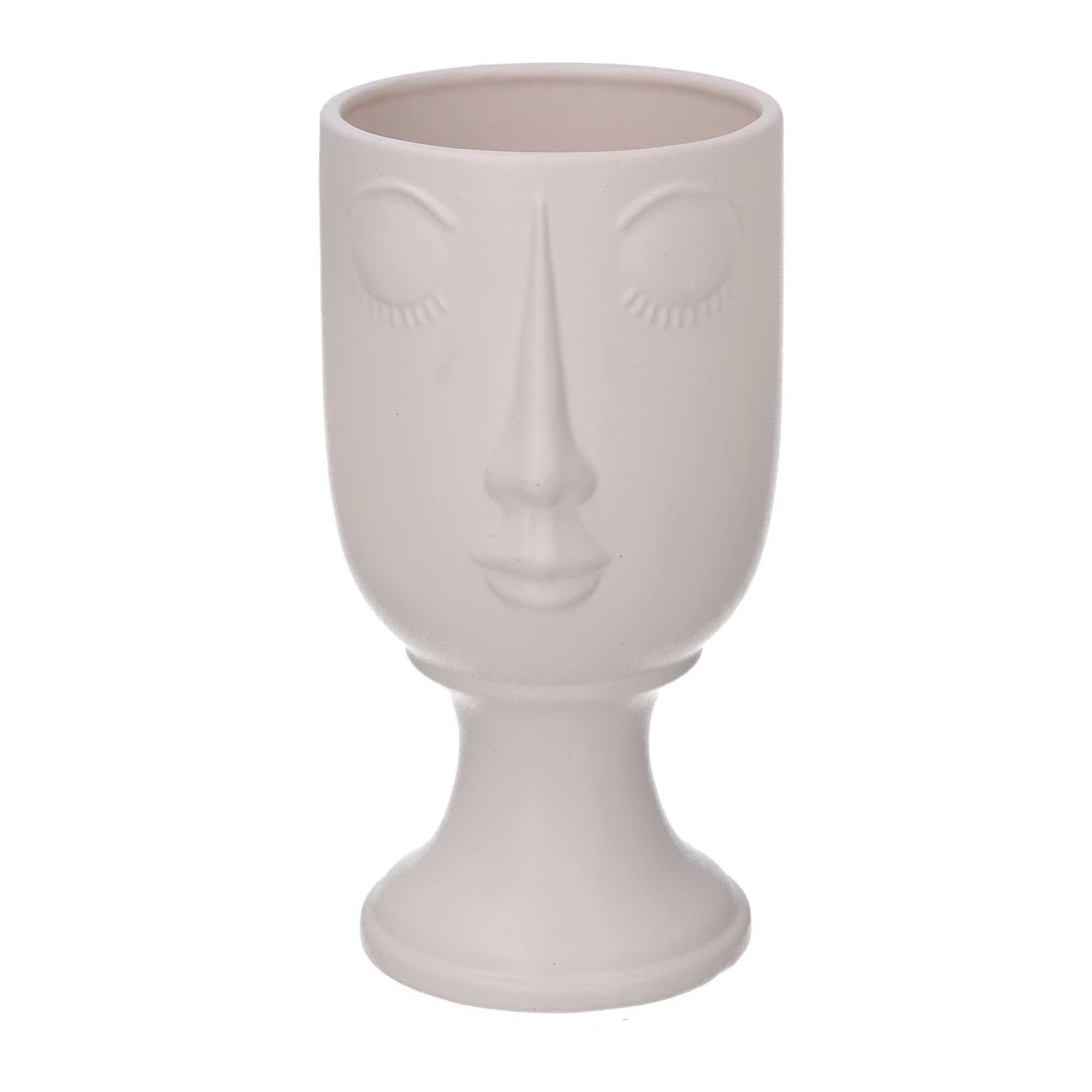 Portavaso in ceramica viso bianco cm14,2x12,8h25,3