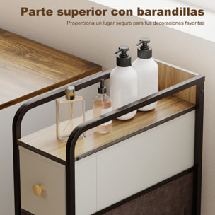 Cómoda con 4 Cajones de Tela, Cómoda para Dormitorio Estrecha con Marco de Acero, Cajonera para Espacios Pequeños, Sala de Estar, Vestidor, Baño, Multicolor
