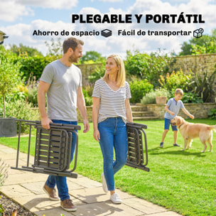 Juego de 4 Sillas de Jardín Exterior Plegables, Sillas Terraza Exterior con Reposabrazos, Respaldo y Asiento de PP, Marco Metálico, 55x63x93 cm, Marrón