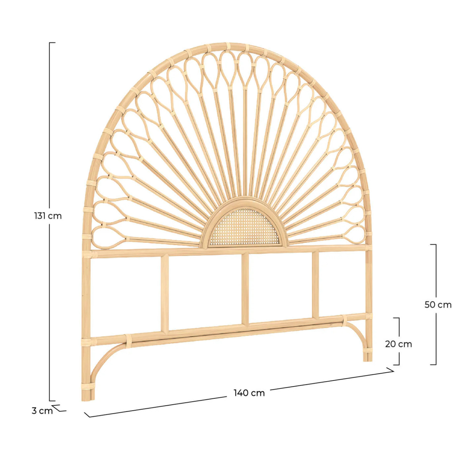 Tête de lit en rotin naturel 140 cm - Alan