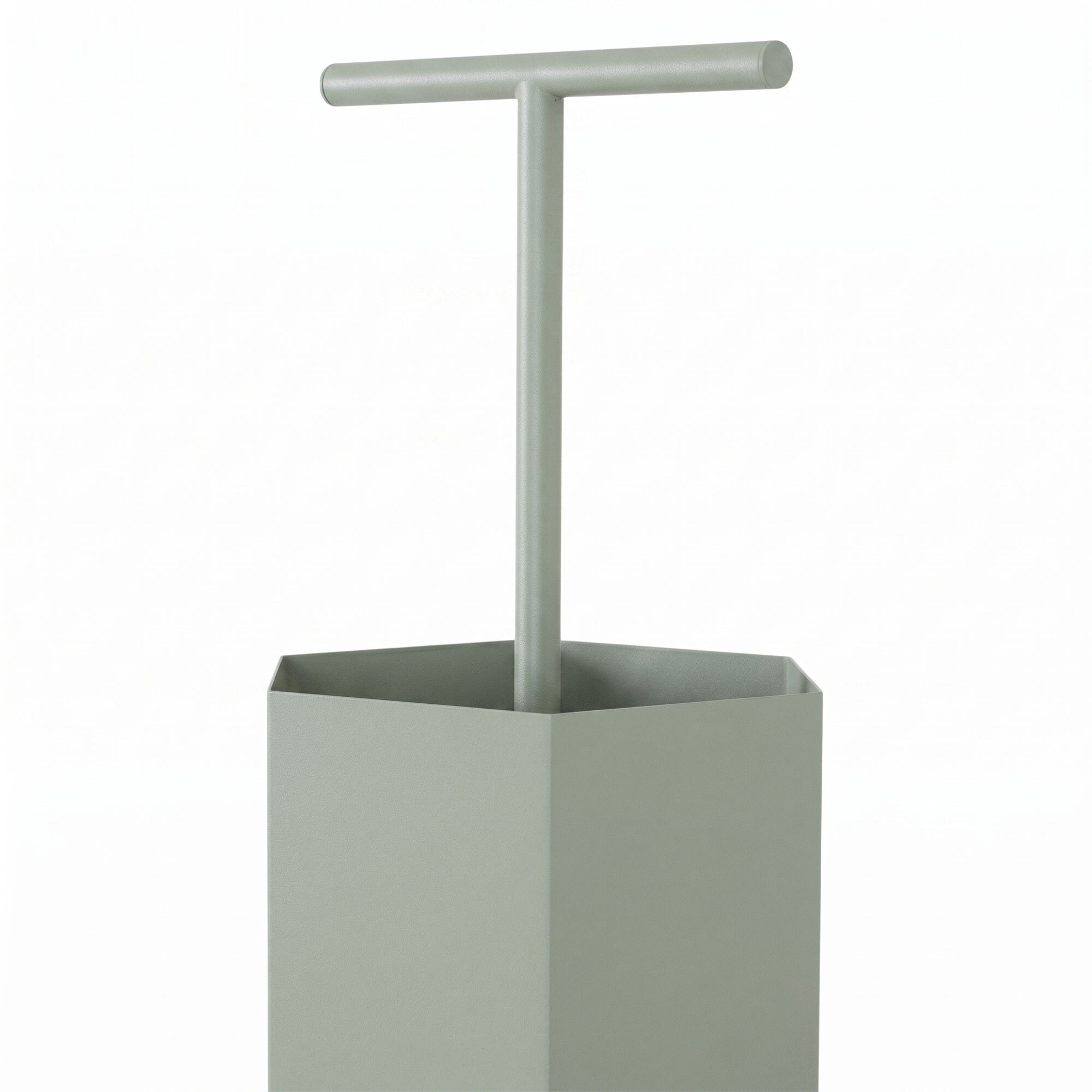 Ohm - Portaombrelli di Design 25x72x22 cm con Feritoia di Svuotamento acqua in Metallo Salvia