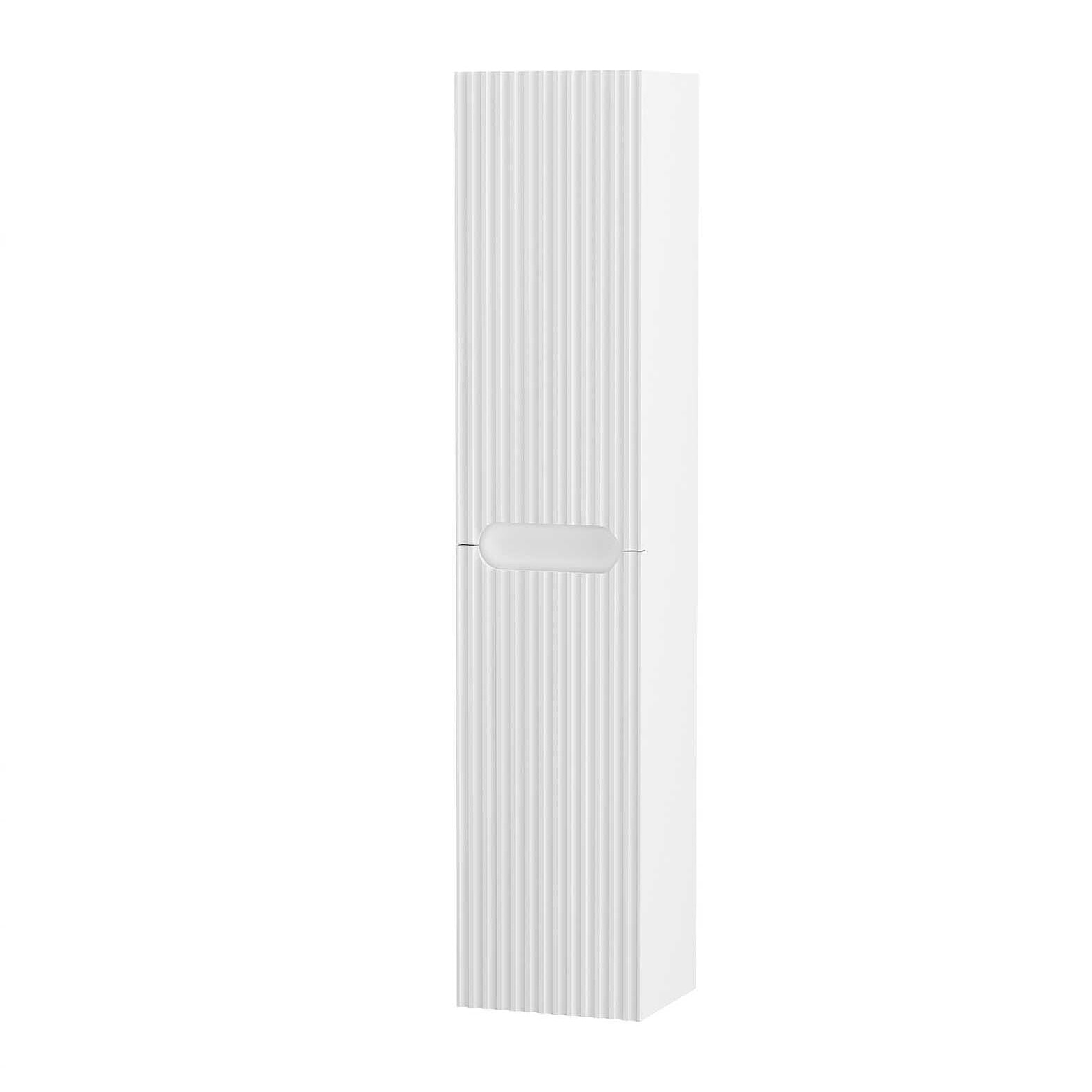 Colonne de salle de bain Blanc Neige Suspendu - Hauteur 120 cm - 2 Portes - LEON