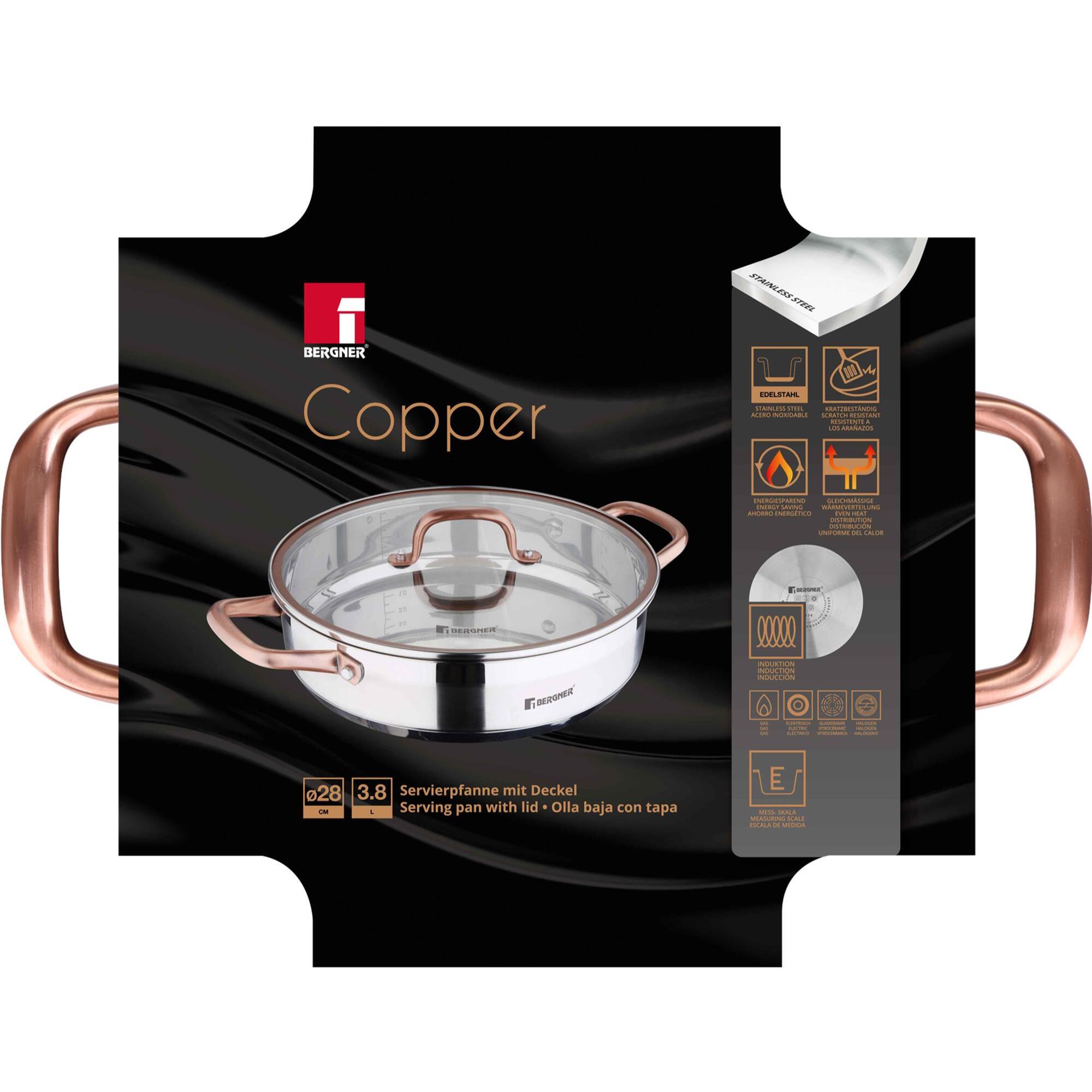 olla baja de ø28x7cm 3,8l con tapa en acero inoxidable