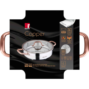 olla baja de ø28x7cm 3,8l con tapa en acero inoxidable