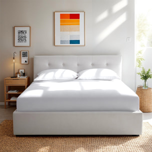 Lit coffre avec tête de lit en tissu - TINA