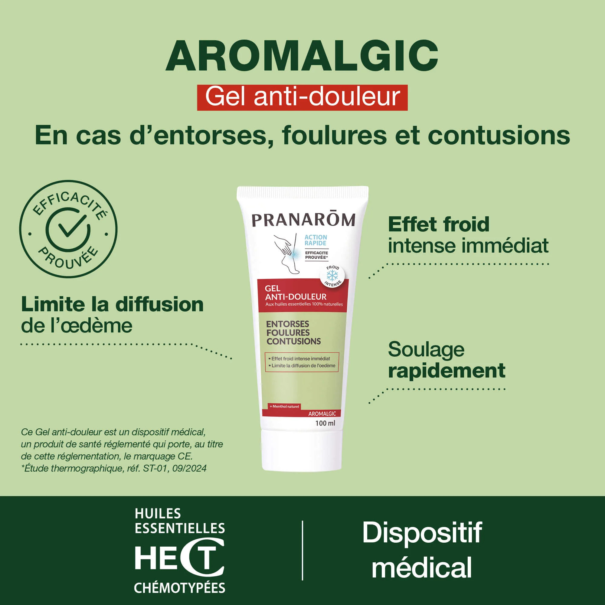 Pranarom - Gel anti-douleur - dispositif médical - 100 ml
