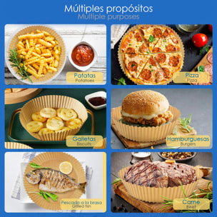 Carta da forno per friggitrice ad aria, 50 pezzi Rotondi Carta da forno antiaderente usa e getta non perforata per cuocere alla griglia Padella per microonde (16 cm)