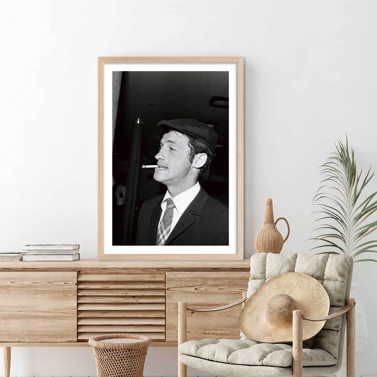 Affiche célébrité Jean-Paul Belmondo Affiche + cadre en bois - Chêne
