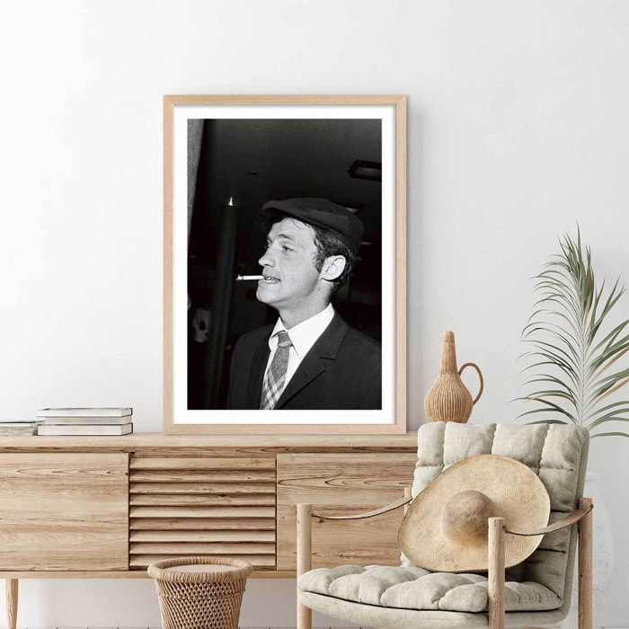 Affiche célébrité Jean-Paul Belmondo Affiche + cadre en bois - Chêne