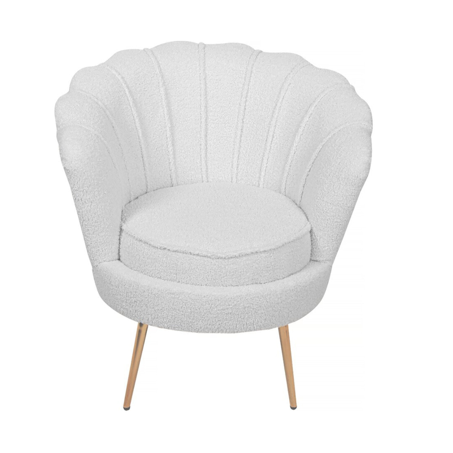 Fauteuil bouclette "Floria" - 75 x 68 x 77,5 cm -  Blanc