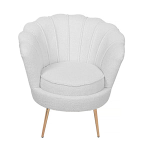 Fauteuil bouclette "Floria" - 75 x 68 x 77,5 cm -  Blanc