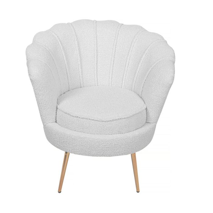 Fauteuil bouclette "Floria" - 75 x 68 x 77,5 cm -  Blanc