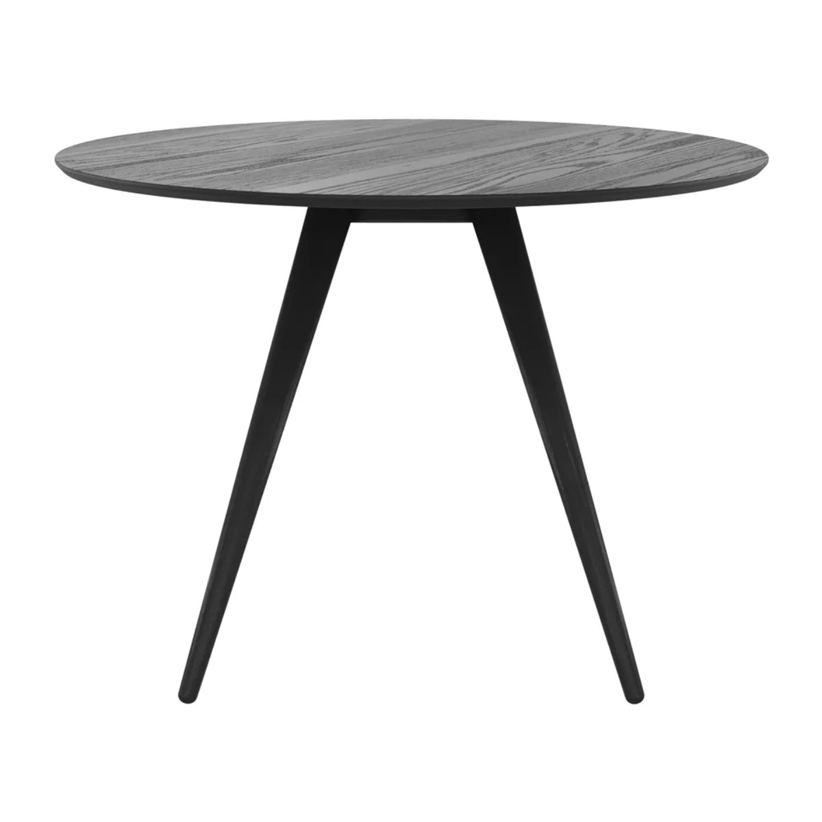 Table ronde 4 personnes en bois de frêne plaqué noir D105 cm - Liwa