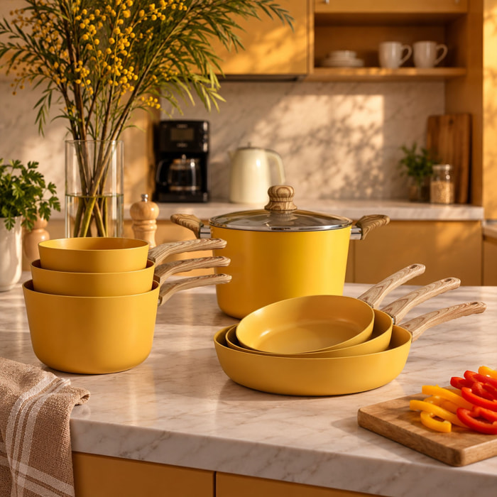 Batterie de cuisine 7 pièces en céramique safran - tous feux SAFRAN