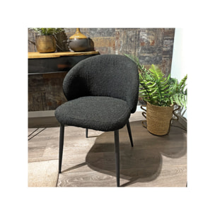 Chaise en tissu bouclette avec pieds en métal noir - SIROCCO