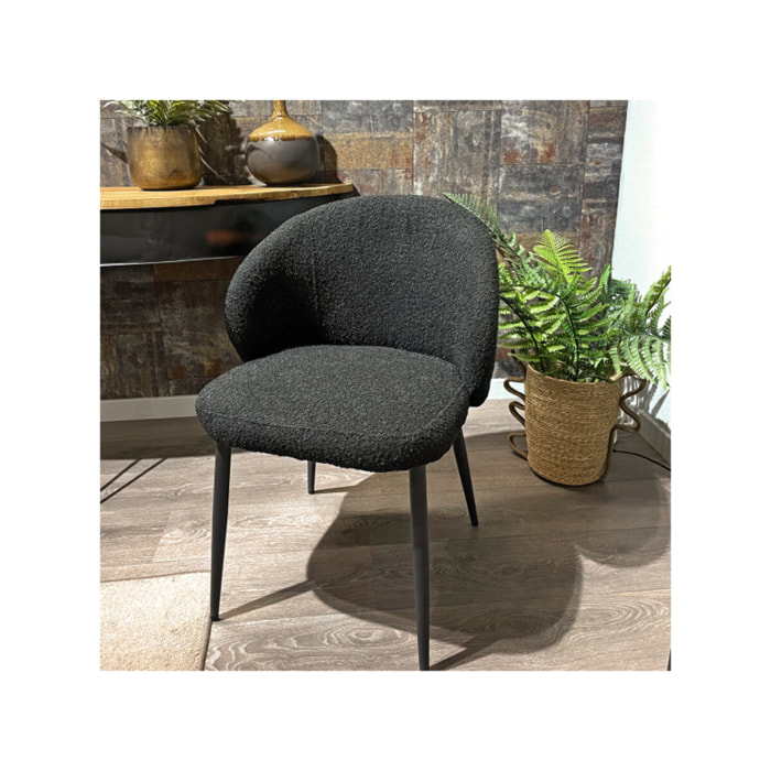 Chaise en tissu bouclette avec pieds en métal noir - SIROCCO