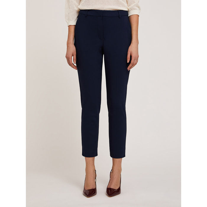 Motivi - Pantalón regular de tejido técnico - Azul