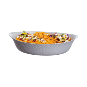Plat ovale gris 32x20 cm en opale - Smart Cuisine Wavy Granit - Luminarc