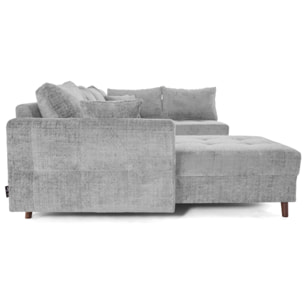 Rune - canapé panoramique d'angle droit 7 places en velours texturé - Gris