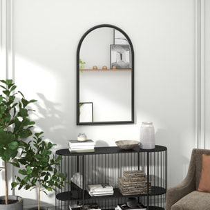 Miroir mural arche bois 110 x 65 cm noir